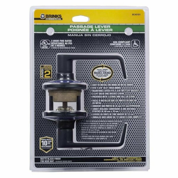 Hampton Products Intl PASSAGE LEVER MAT BLK 2 in. BC40101
